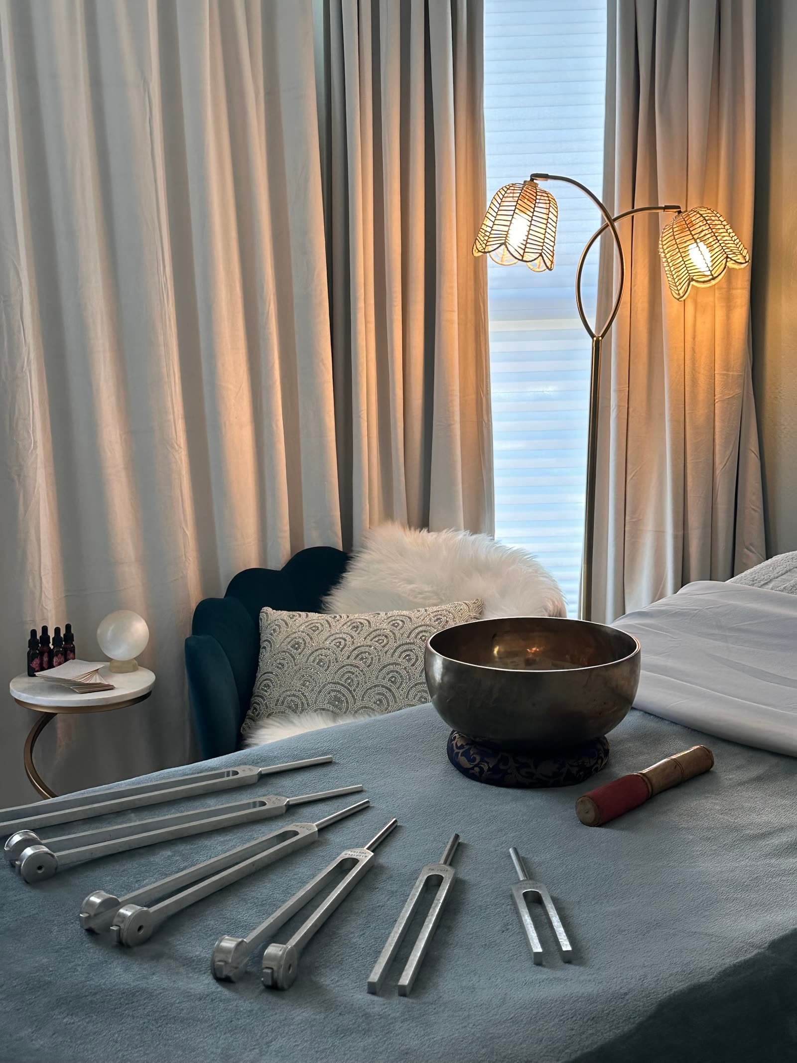 The sound healing room at Soul Beauty Spa